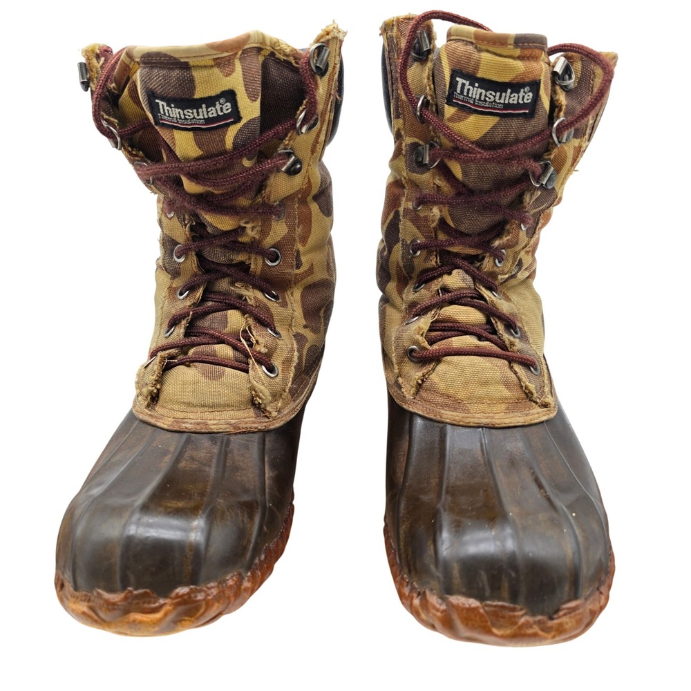 90s Cabela's Hunting Duck Boot Men 9 Camo Thinsulate Lace Up Gorp Military  *